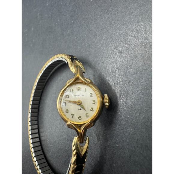 Vintage Ladies Hamilton 10K Rolled Gold Plated Bezel Classic Wrist Watch 15mm - Picture 4 of 7